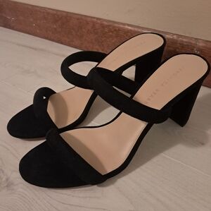 New Veronica Beard Black Gauley Suede Heels Sandals